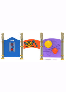 JUEGOS INFANTILES URBANOS PANEL TRIPLE UNIVERSAL INCLUSIVO 370 X 60 X 150 CM