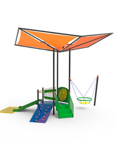 JUEGOS INFANTILES URBANOS - SISTEMA MODULAR VOLUMÉTRICO INCLUSIVO SOMBRA INTEGRADA 7 X 6 X 4,85 MTS